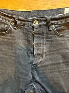 rag & bone Men's Dark Gray Button-Fly Relaxed 32 Cropped Jean